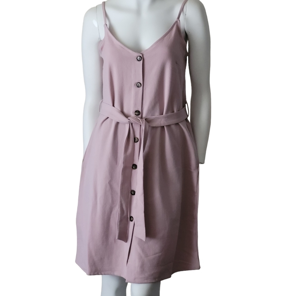 ELIZABETH CROSBY Emma Dress‎ Waist Tie Pink Sleeveless New M